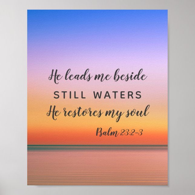 Psalm 23 Still Waters Pink Beach Poster (Front)