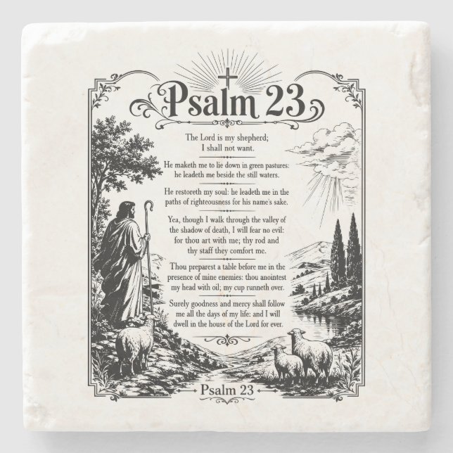 Psalm 23  stone coaster (Front)