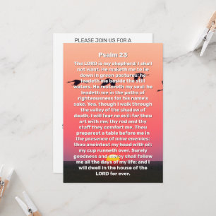 Psalm 23 Sunset Birds Celebration of Life Funeral Invitation