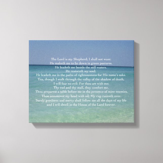 Psalm 23 The Lord is My Shepherd Beautiful Beach Canvas Print (Front)