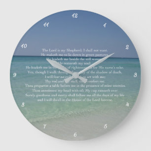 Psalm 23 The Lord is My Shepherd Beautiful Beach Large Clock