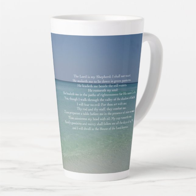 Psalm 23 The Lord is My Shepherd Beautiful Beach Latte Mug (Right Angle)