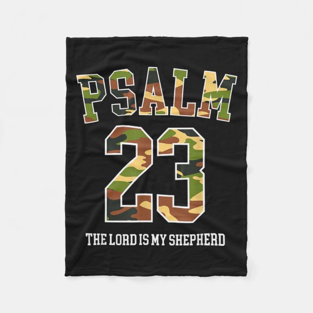 Psalm 23 The Lord Is My Shepherd Camouflage Christ Fleece Blanket (Front)