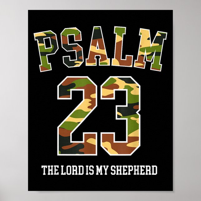 Psalm 23 The Lord Is My Shepherd Camouflage Christ Poster (Front)