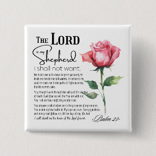 Psalm 23 The Lord is my Shepherd Flower 15 Cm Square Badge