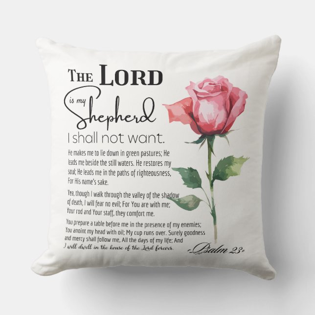 Psalm 23 The Lord is my Shepherd Flower Cushion (Front)