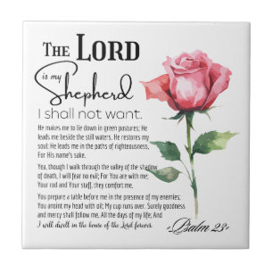 Psalm 23 The Lord is my Shepherd Flower Tile