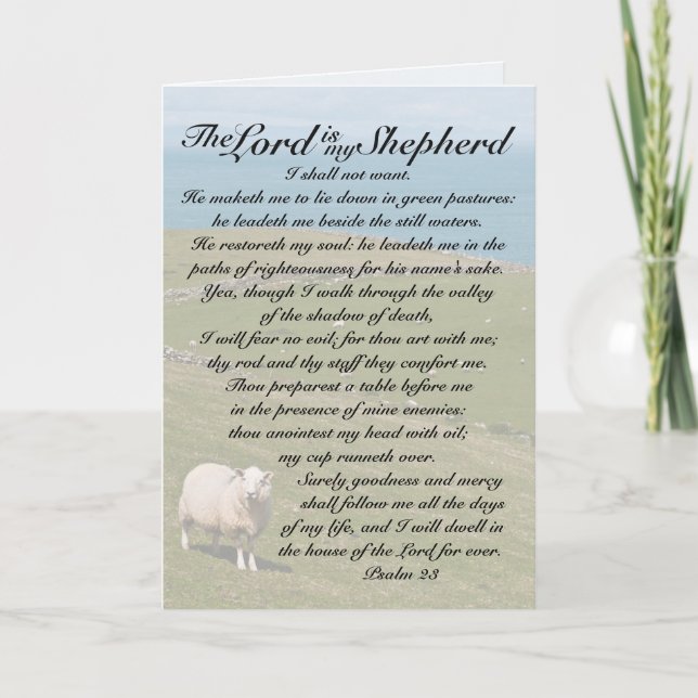 Psalm 23 The Lord is my Shepherd Irish Sheep Field Card (Front)