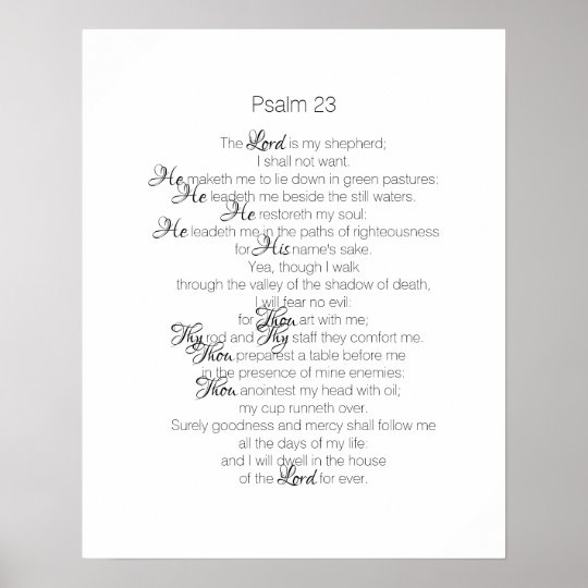 Psalm 23 The Lord Is My Shepherd Kjv Bible Verse Poster Zazzle Co Nz