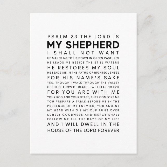 Psalm 23 The Lord is my Shepherd Postcard (Front)