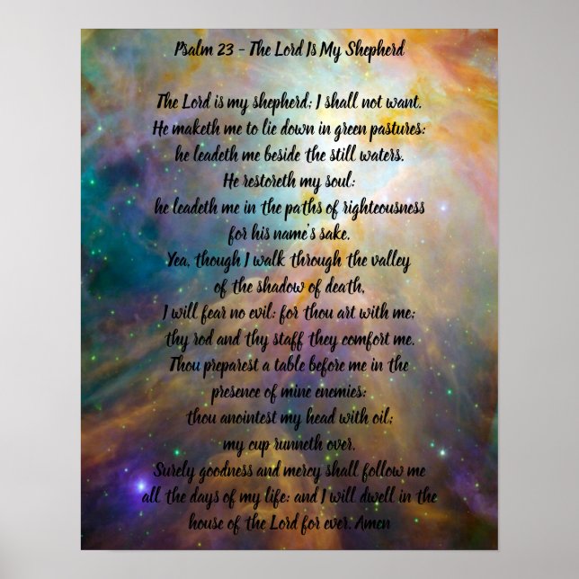 Psalm 23 The Lord Is My Shepherd Poster (Front)