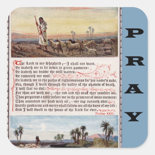Psalm 23, The Lord is my Shepherd Prayer Sticker (Front)