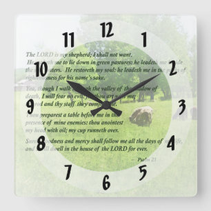 Psalm 23 The Lord Is My Shepherd Square Wall Clock