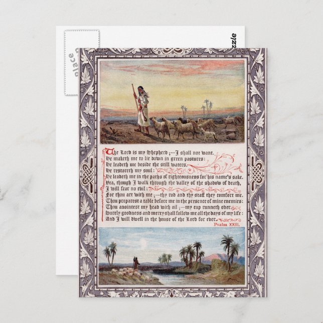 Psalm 23 Vintage Postcard (Front/Back)