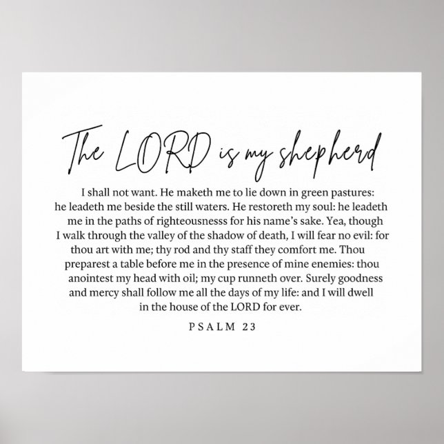 Psalm 23 Wall Art Printable  Bible Verse Scripture (Front)