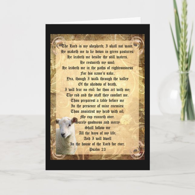 Psalm 23 with Lamb  Card (Front)
