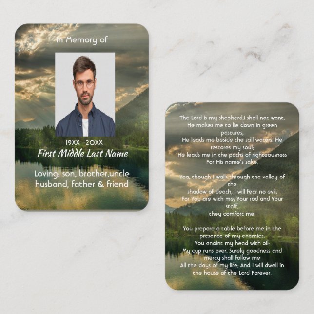 Psalm 23Scripture Memorial Keepsake  Business Card (Front/Back)