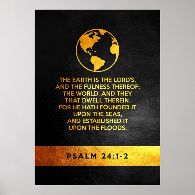 Psalm 24:1-2 Bible Verse Poster (Front)