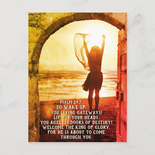 Psalm 24:7 King of Glory, Bible Verse Postcard (Front)
