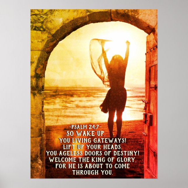 Psalm 24:7 King of Glory, Bible Verse Poster (Front)