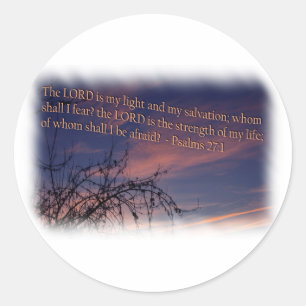 Psalm 27:1 at Dawn White Border Classic Round Sticker