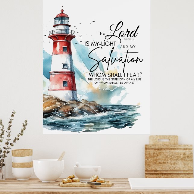 Psalm 27:1 Bible LORD is my Light and Salvation Poster (Kitchen)