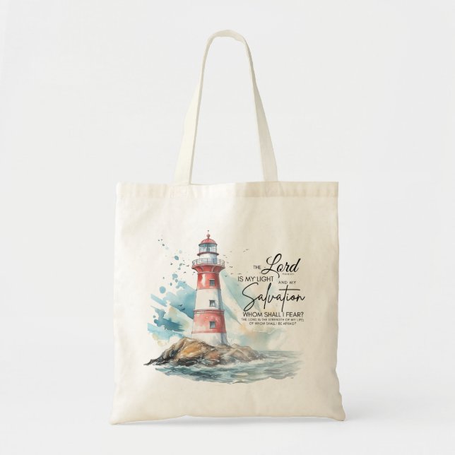 Psalm 27:1 Bible LORD is my Light and Salvation Tote Bag (Front)
