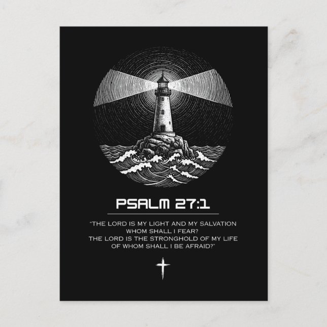 Psalm 27:1 Bible Verse Tshirt | Christian Postcard (Front)