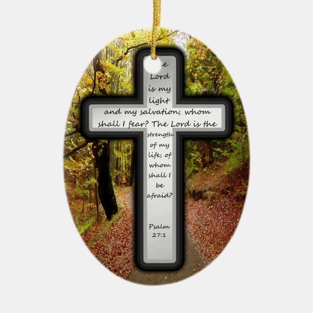Psalm 27:1 ceramic tree decoration (Front)