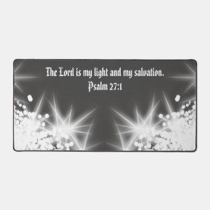 Psalm 27:1 Grey Sparkle Inspirational Desk Mat