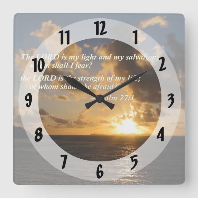 Psalm 27 1 The Lord Is My Light Square Wall Clock (Front)