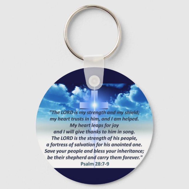 Psalm 28:7-9 key ring (Front)