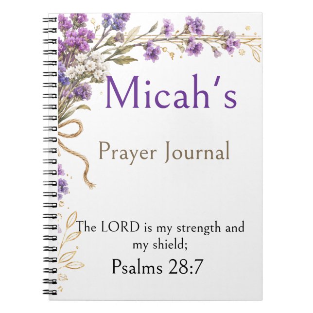 Psalm 28:7 Bible Verse, Purple Prayer Journal,  Notebook (Front)