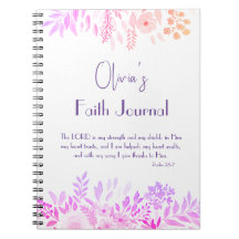 Psalm 28:7 Cheerful Pink Lilac Floral Faith Prayer