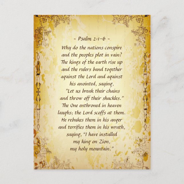 Psalm 2 1-6 Why do the nations conspire, Postcard (Front)