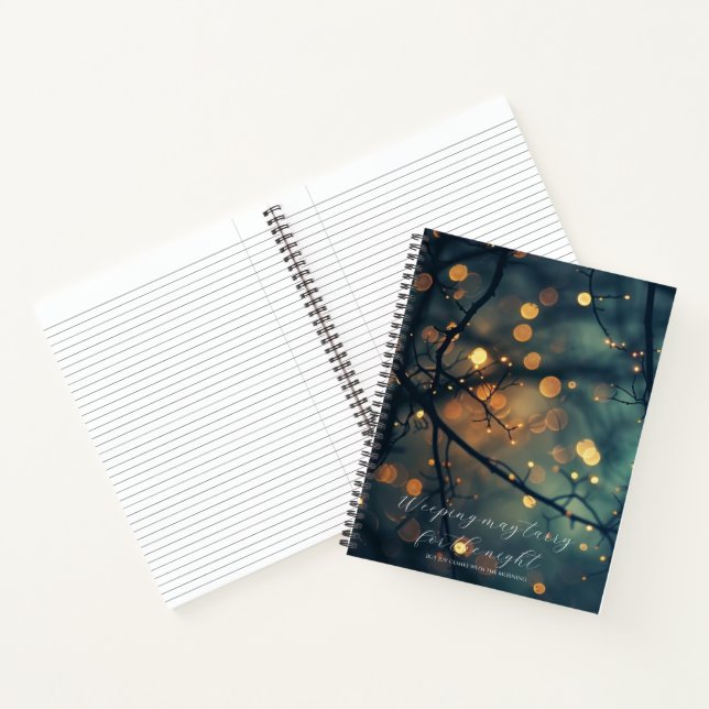 Psalm 30:5 Bible Study Bokeh Branches Custom  Notebook (Inside)