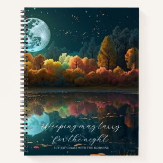 Psalm 30:5 Full Moon Lake Custom Notebook