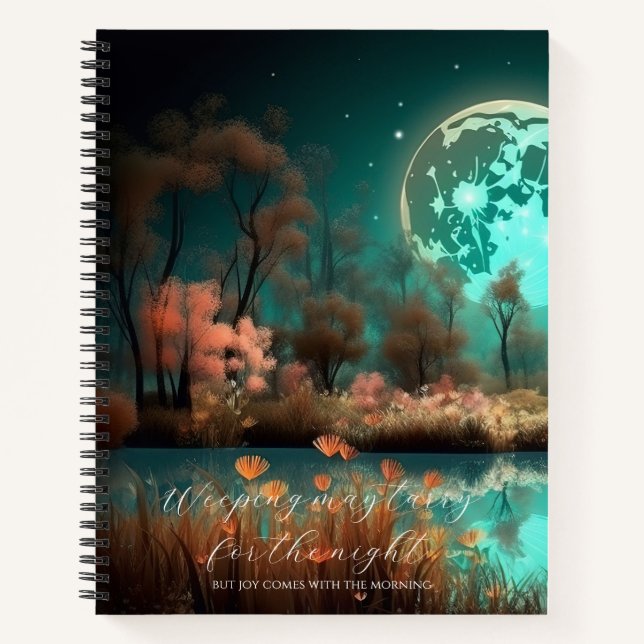 Psalm 30:5 Green Moon Custom  Notebook (Front)