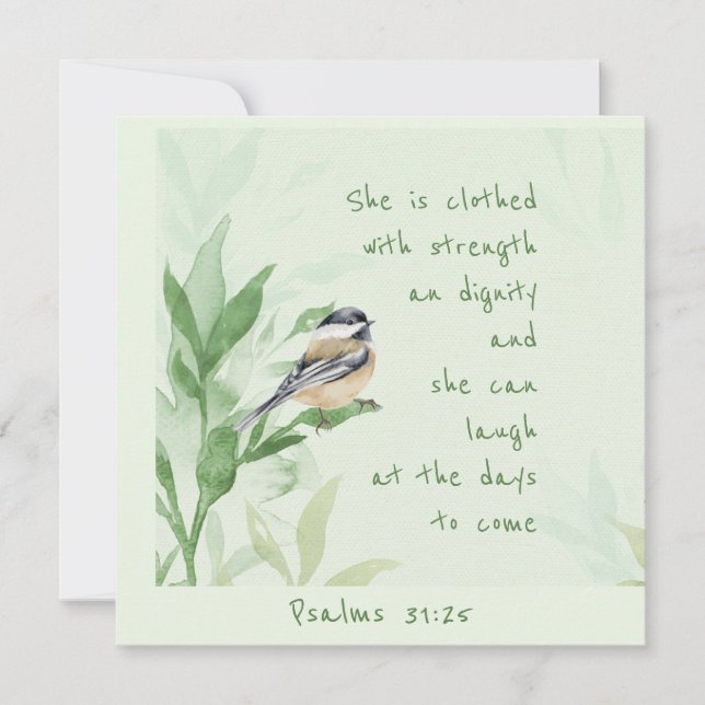 Psalm 31:25 She is clothed with Strength Scripture Card (Front)