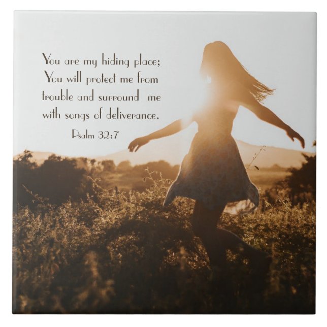 Psalm 32:7 You are my hiding place Bible Verse Tile (Front)