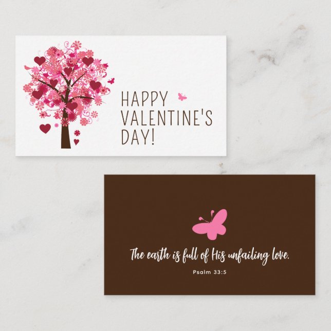 Psalm 33:5 Valentine Heart Tree Enclosure Card (Front/Back)