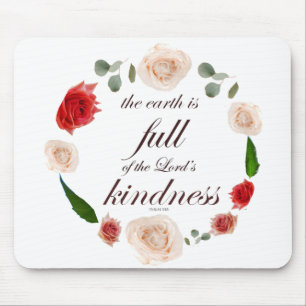 Psalm 33 Scripture with Floral Art Mouse Pad