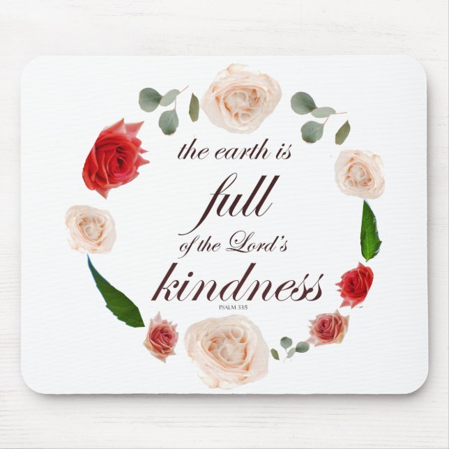 Psalm 33 Scripture with Floral Art Mouse Pad (Front)