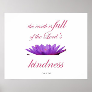 Psalm 33 Scripture with Floral Art Poster