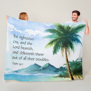 Psalm 34:17 fleece blanket