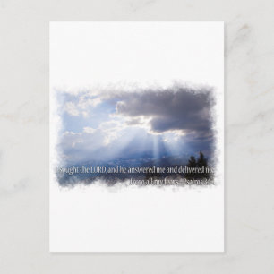Psalm 34:4 light background postcard