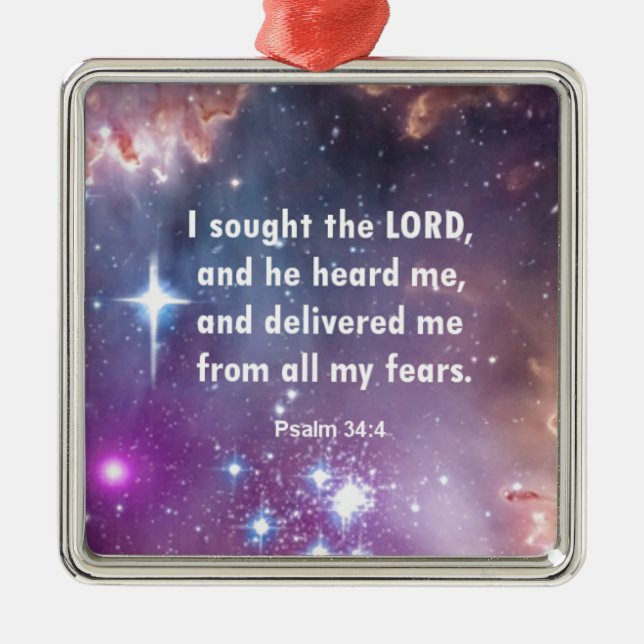 Psalm 34:4 metal tree decoration (Front)