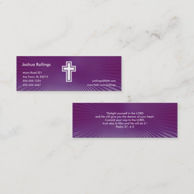 Psalm 37; 4-5 - Christian Mini Business Card (Front/Back)