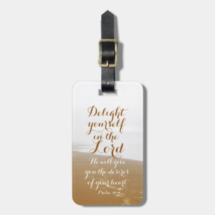 Psalm 37:4 Bible Verse, Sandy Beach and Ocean, Luggage Tag