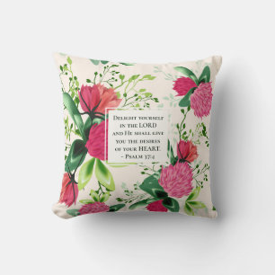 Psalm 37:4 Delight yourself in the Lord Clover Cushion